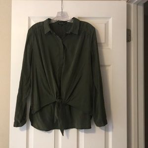 Velvet Heart Green Hidden Button Shirt